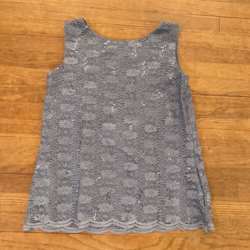 Silver sequin lace blouse tank top size medium M
b75